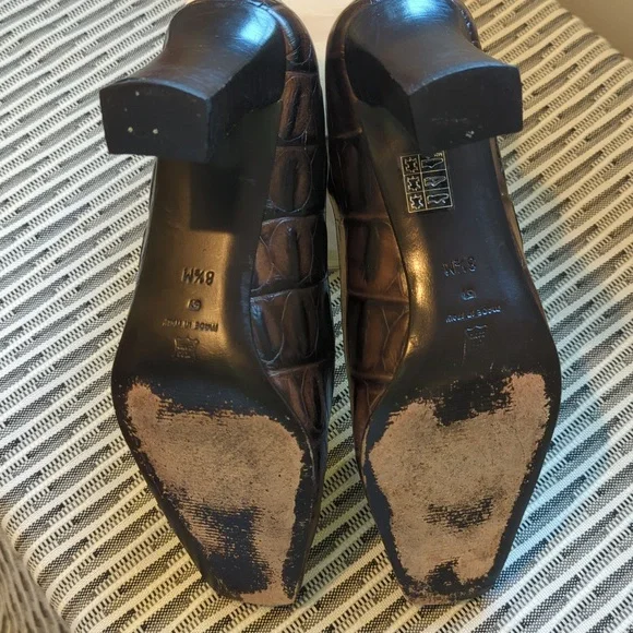 Via Spiga Croc Embossed 3" Heels - Picture 4 of 9